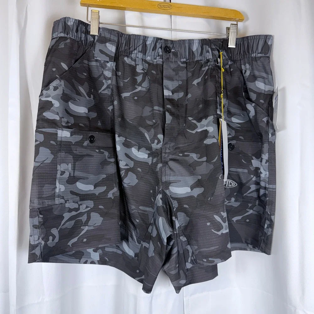 AFTCO Original Fishing Shorts Mens 40 Tofs Camo Black Ripstop ME2 Pliers Pocket